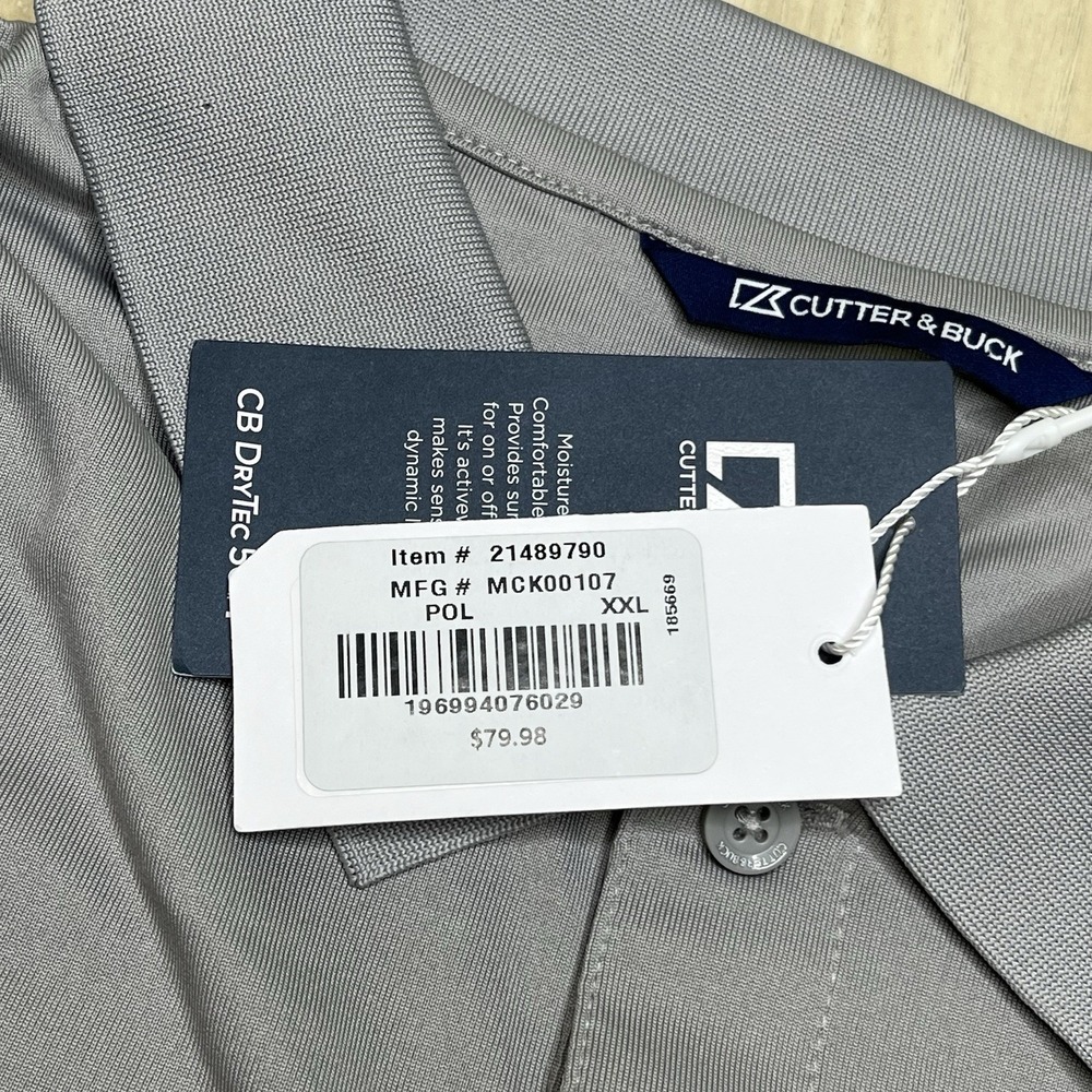 Cutter And Buck Polo Stretch Shirt Logo Embroidery Gray Men Size XXL NEW - Picture 10 of 14